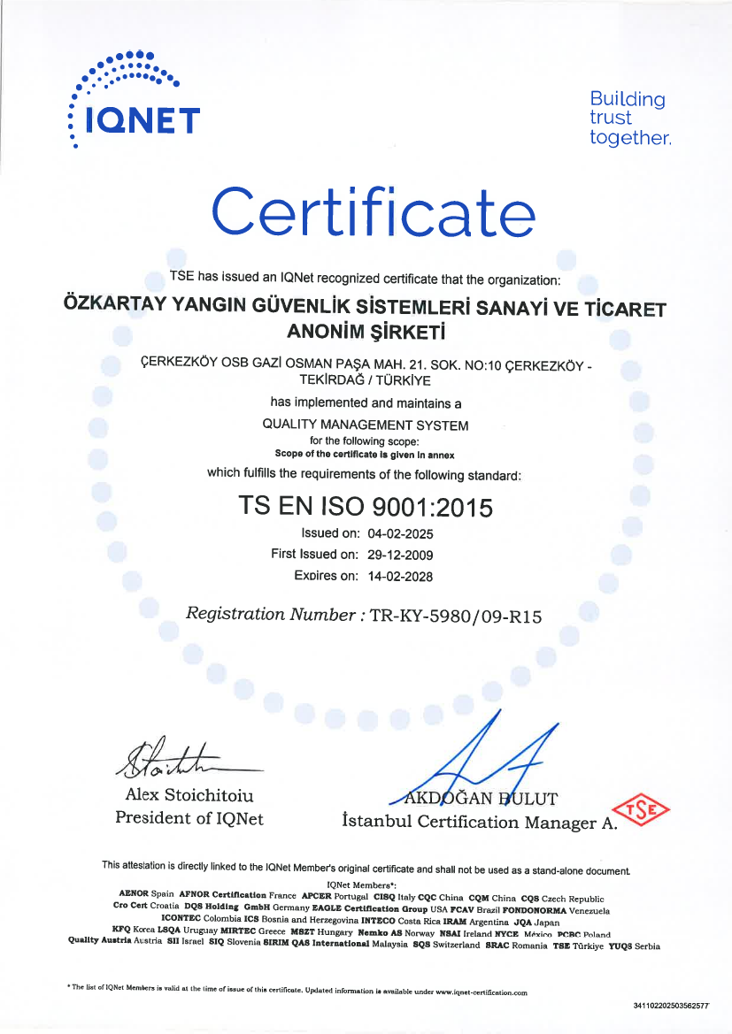 TS EN ISO 9001:2015 IQNET belgesi önizlemesi
