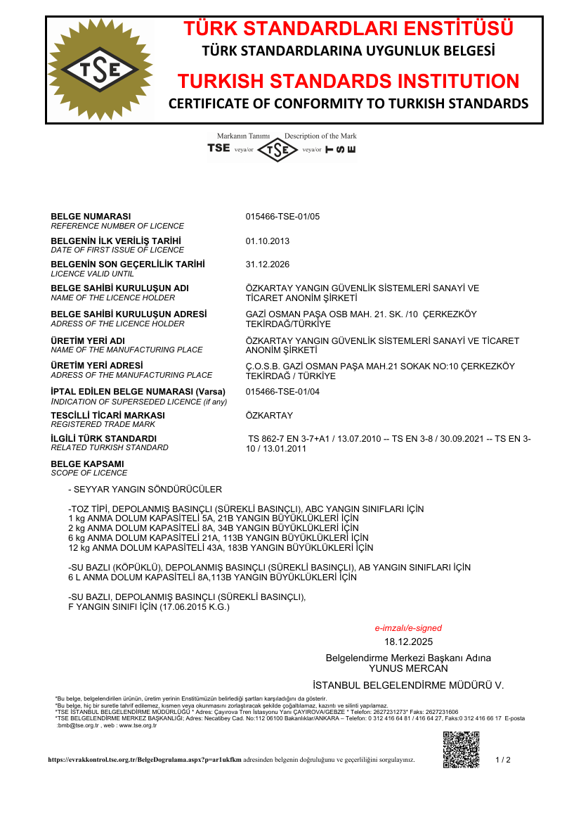 TS 862-7 EN 3-7+A1 TSE belgesi önizlemesi